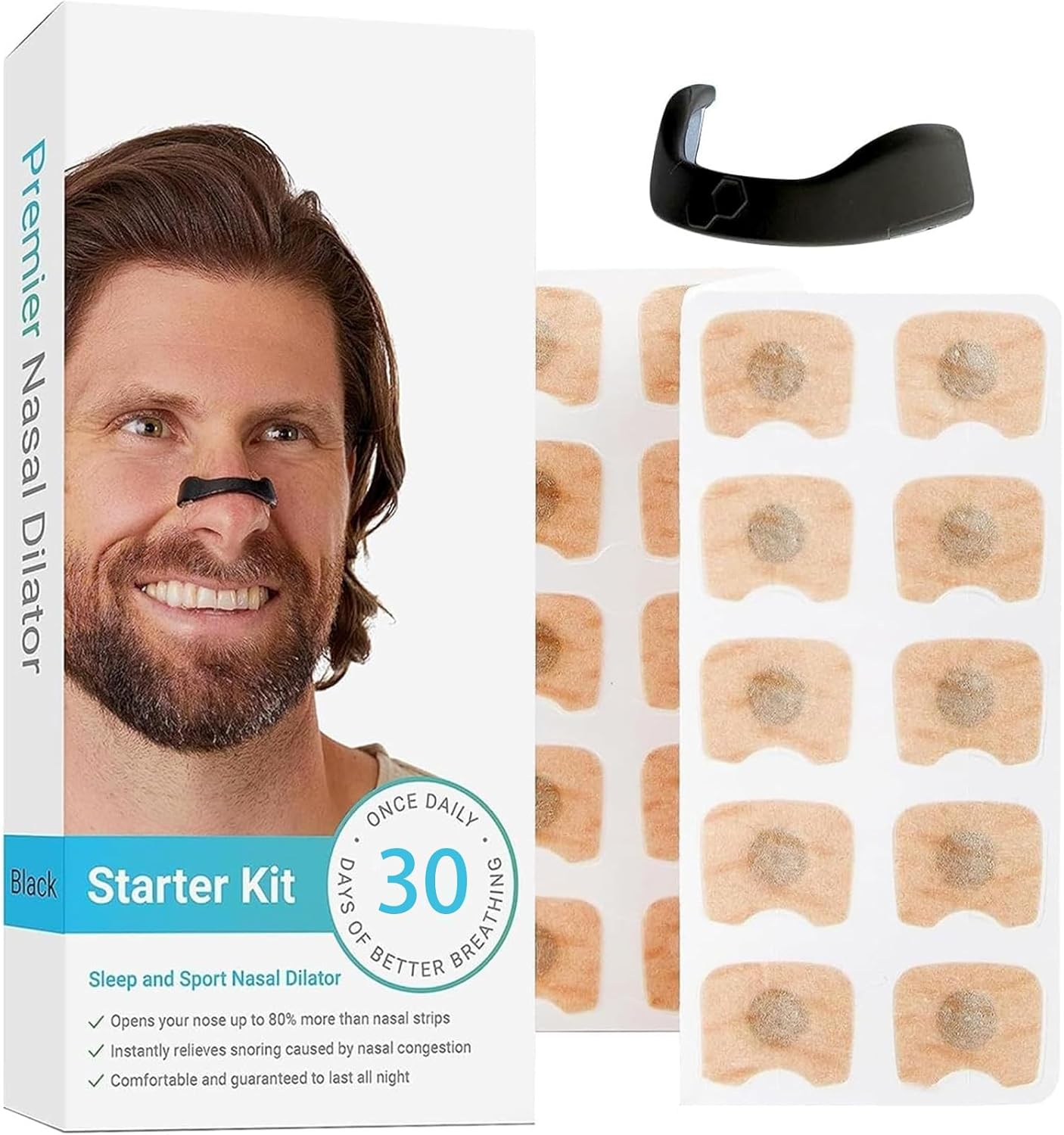 30 Count Breathing Nasal, Intake Breathing Nose Magnets, Anti-Snoring Sleep Nasal Strips, Intake Breathing Nose, with Nose Clip Anti-Snoring Equipment for Home、 Travel、 Men & Women image number 2