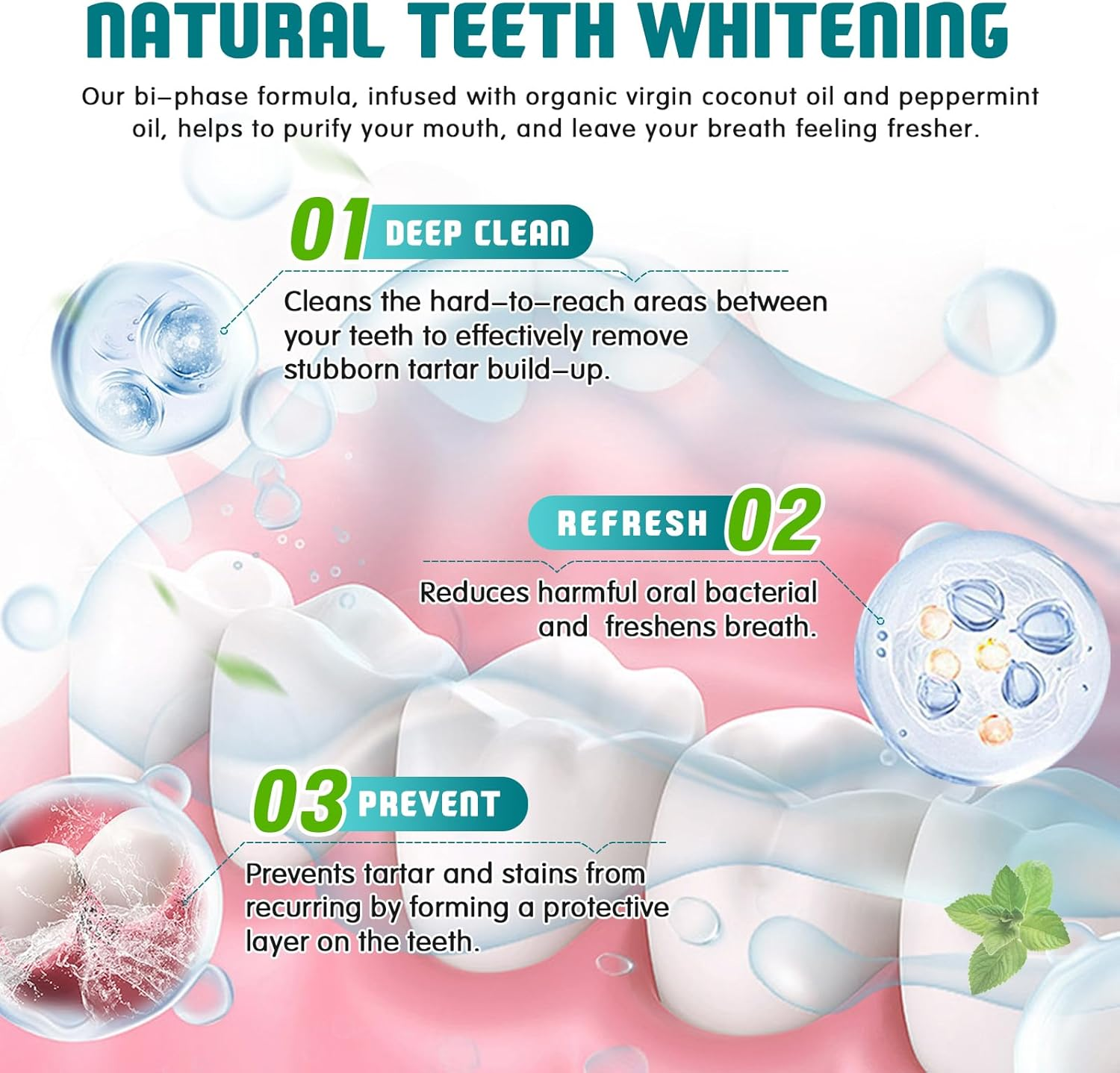 Coconut Pulling Oil 30 Packets, Travel Size Mouthwash Packets, Coconut Oil Pulling for Teeth, Peppermint Mouthwash for Oral Care, Natural, for Tooth Whitening, Fresh Breath and Healthier Tooth & Gum Health image number 4