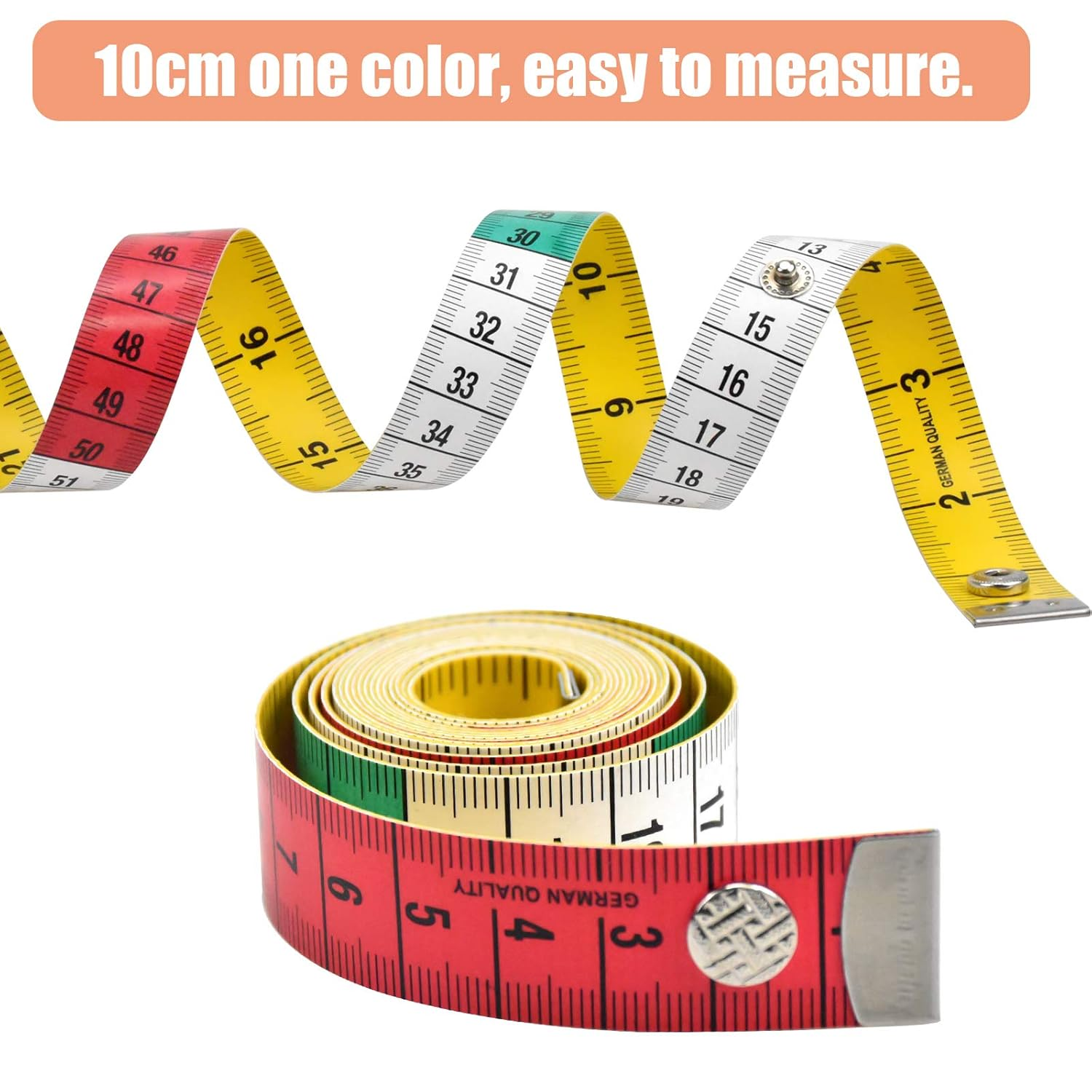 Measuring Tape 3 Pack Body Measuring Ruler, 60Inch/150Cm, Body Measuring Tape, Double Scale Body Measuring Tape with Snap Button, Soft Body Tape Measure, for Sewing, Tailor, Measurement image number 2