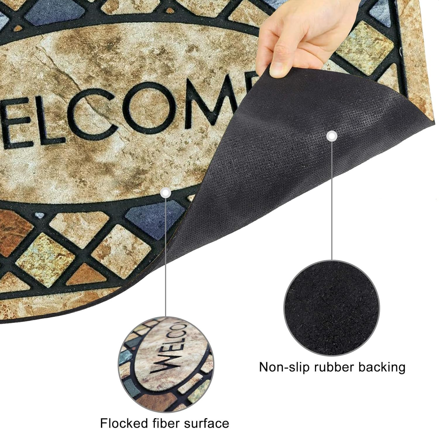 Blue Welcome Door Mat 60&times;90Cm Front Doormat Outdoors for Home Entrance Outdoors Mat for outside Entry Way Doormat Entry Rugs, Heavy Duty Toto Non Slip Rubber Back Low Profile 021 image number 3