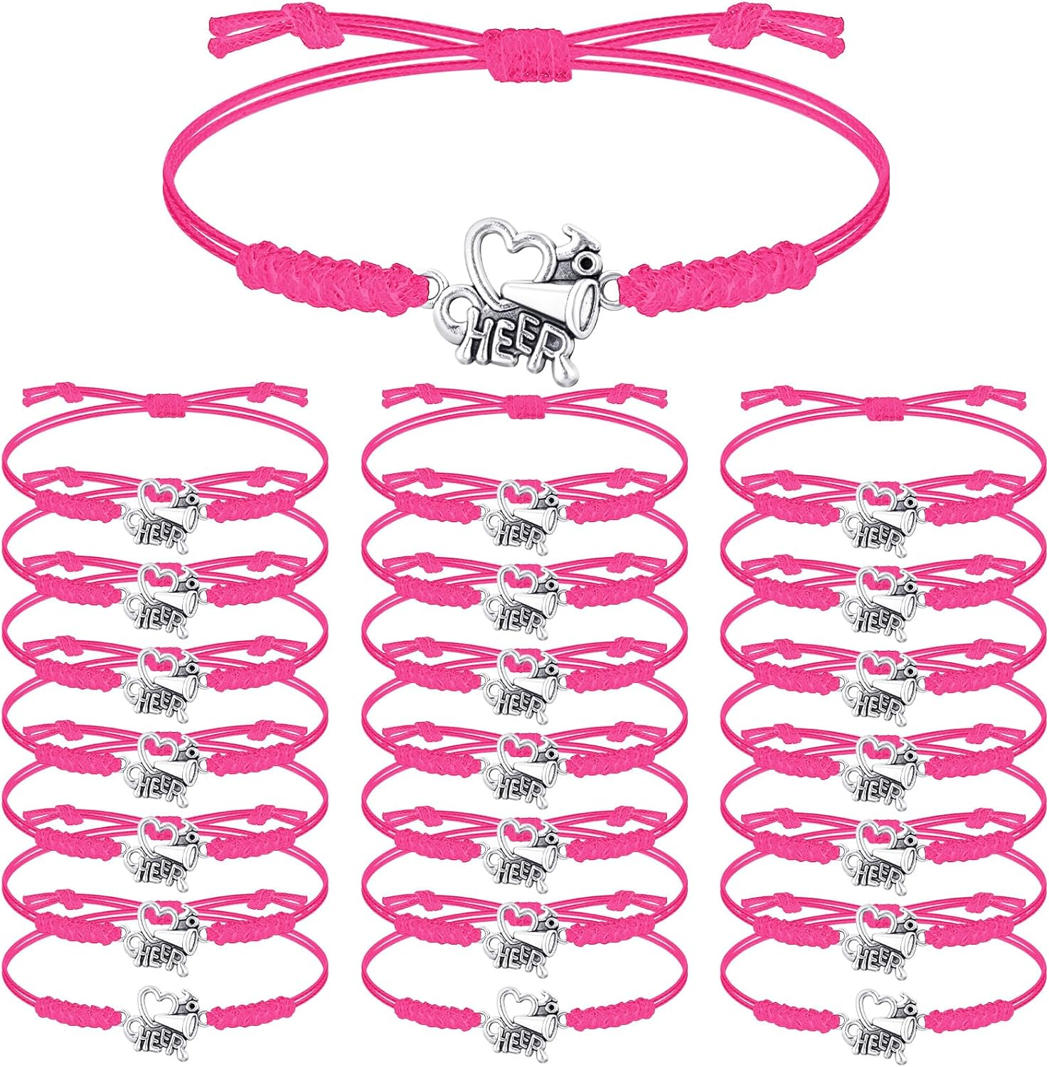 Rtteri 20 Pcs Cheerleader Gifts Cheer Bracelet Girls Cheerleading Charm Bracelet Adjustable Cheerleader Gifts for Cheer Team Cheerleading Jewelry Accessories Bulk - Blue Cheer image number 4