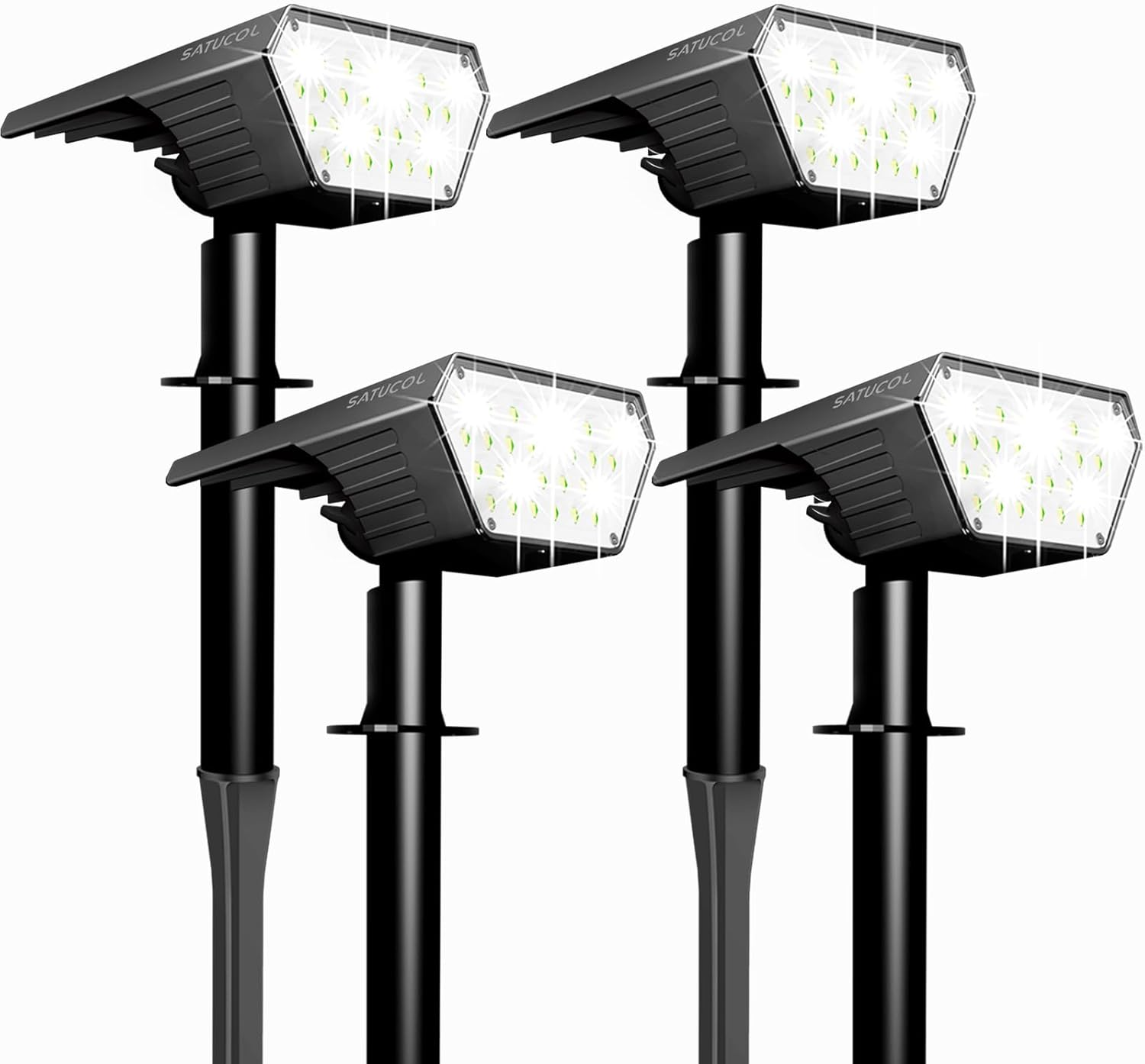 Satucol 10Pack Solar Spot Lights Outdoor,Auto On/Off Solar Lights Outdoor Waterproof Ip65,2-In-1 Solar Powered Outdoor Landscape Lighting,Solar Lights for outside Yard Garden Pathway (Cool White)
