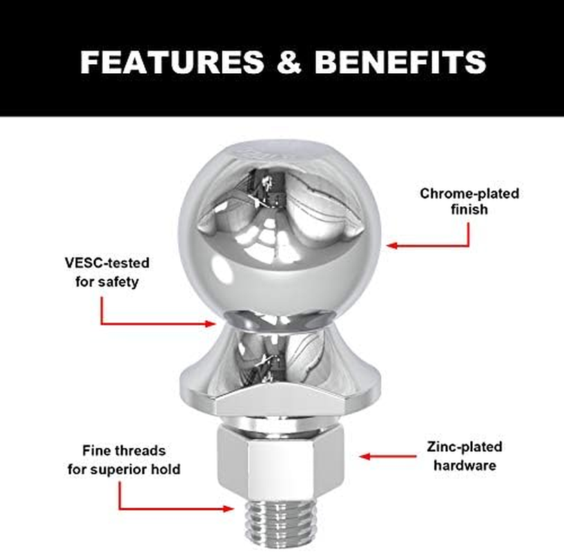 BIG RED ATRLY2019R Torin 2" Diameter Trailer Hitch Ball: 1.75 Ton (3,500 Lb) Capacity image number 3