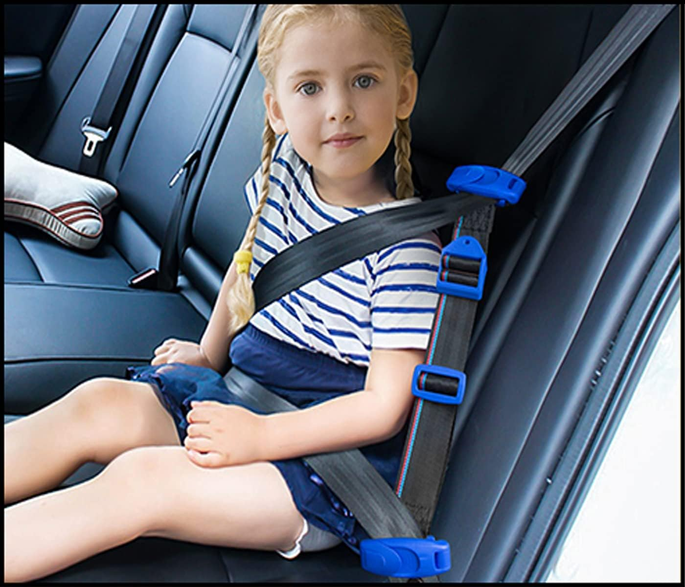 Car Seat Belt Adjuster for Kids Baby Car Seat Belt Clip Car Shoulder Neck Safety Positioner Belt Strap Child Restraint Harness for Car Safety Car Seat Belt Harness for Kids over 4 Years Old image number 5