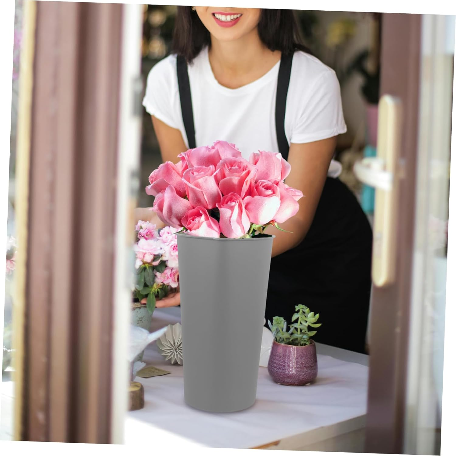 Flower Bucket for Florist Supplies Flower Cooler Buckets Dorm Garbage Can Home Decorative Vase image number 4