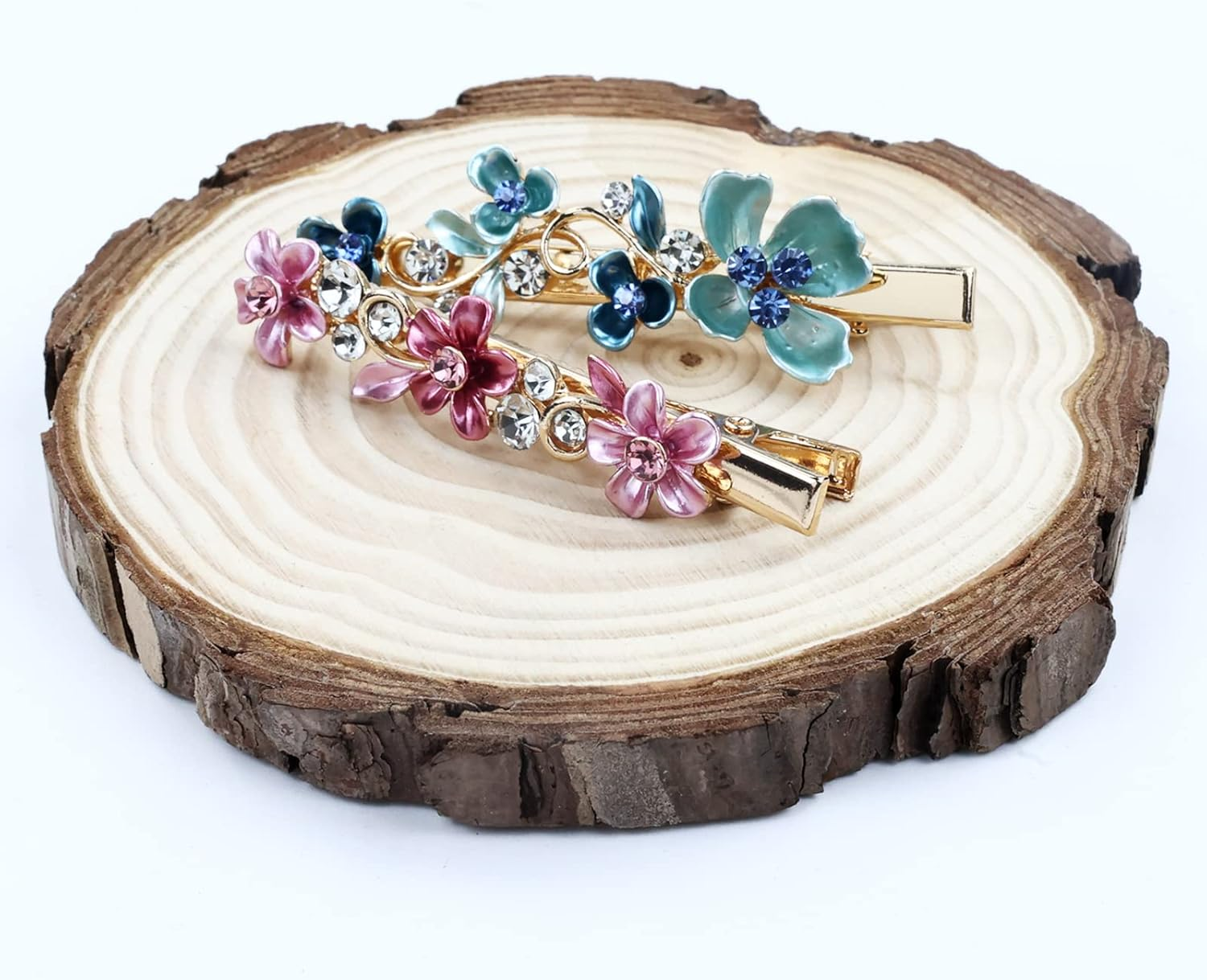 Lawie 12 Pack Colorful Sparkly Glitter Crystal Hair Jewelry Rhinestone Flower Duckbill Hair Clips Metal Alligator Hair Clips Fine Hair Ponytail Holder Decorative Hair Barrettes Accessories for Women image number 2