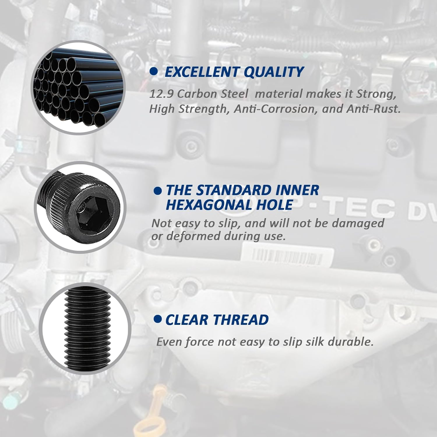 Fullfun 1060PCS M2 M3 M4 M5 Hex Socket Head Cap Screw Bolts Nuts Assortment Kit, 12.9 Grade Alloy Steel Metric Screws with 4PCS Allen Wrenches, Allen Socket Hex Drive Black Machine Screws Set image number 1