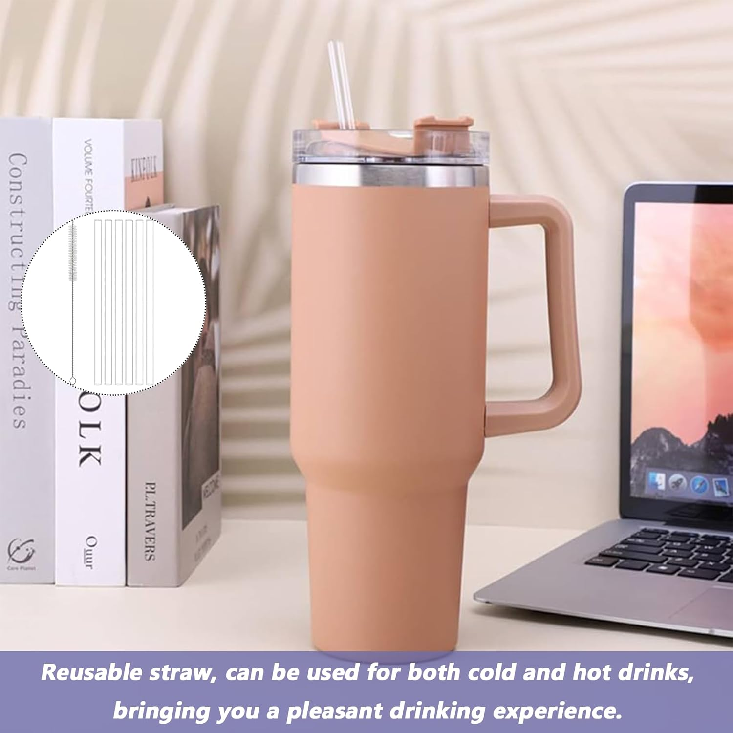 Stanley Replacement Straws, 6Pcs Stanley Cup Straws with 1Pcs Straw Cleaning Brush Compatible with Stanley 14/20/30/40 Oz Cup Reusable Plastic Straws Stanley Cup Accessories image number 3