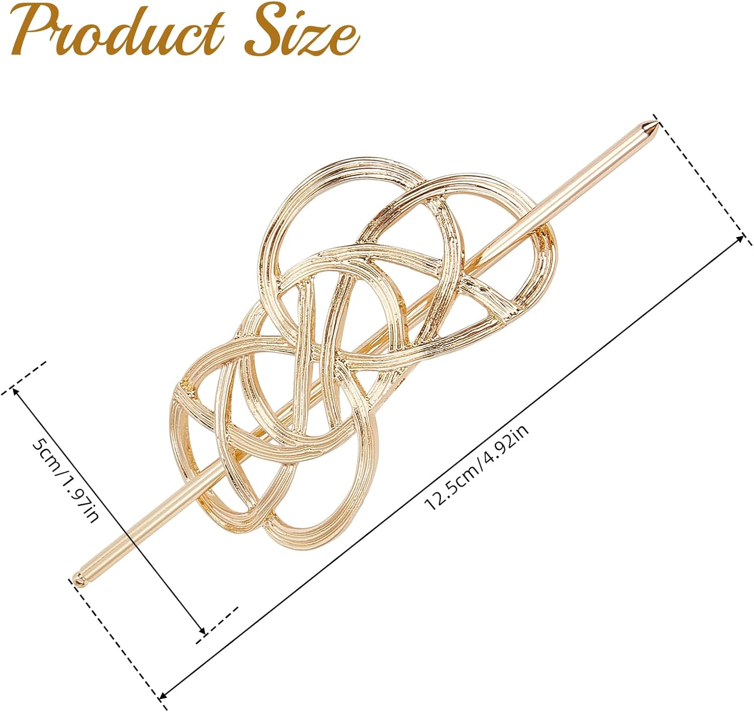 NICENEEDED Hair Slide Hairpin Clip with Stick, Golden Hollow Hairpin Retro Hair Barrette Chignon Ponytail Holder, Hair Bun Clip No Slip Hair Accessories for Women image number 2