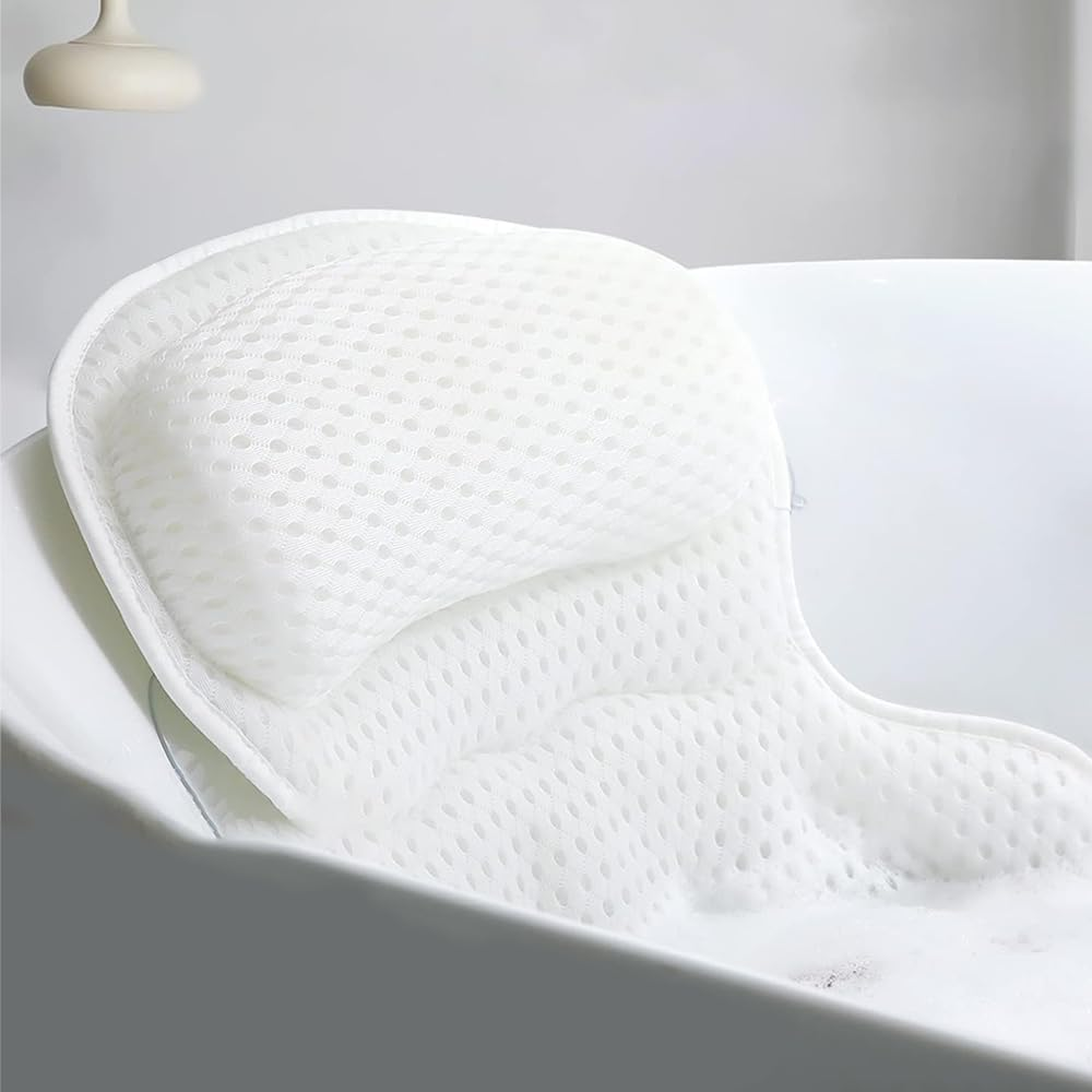 Bath Pillow,Ergonomic Bath Pillow,Soft Ergonomic Cushion,Comfort Bathtub Cushion,For Bathtub, Supports Head, Neck and Shoulders for a Relaxing Home Bathing Experience image number 1