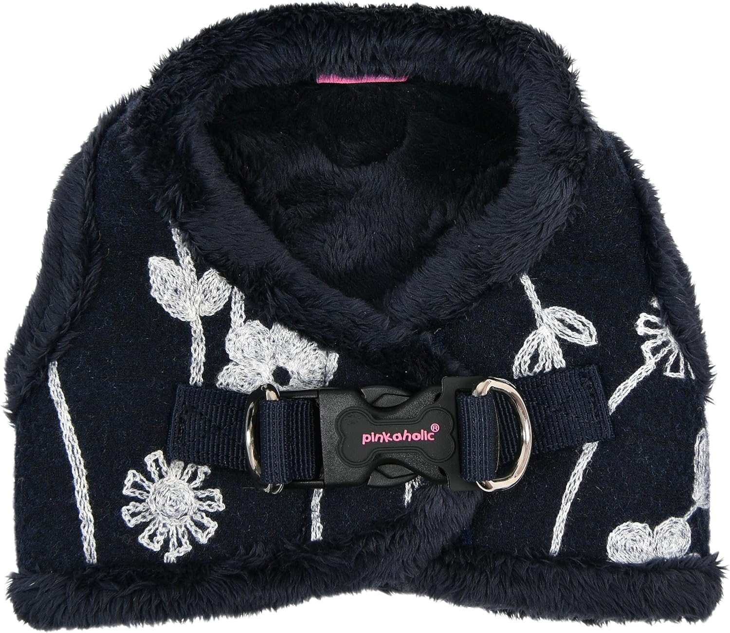 Pinkaholic New York Celandine Vest Dog Harness Step-In Warm Winter Flower Pattern for Small Dog, Navy, Medium image number 2
