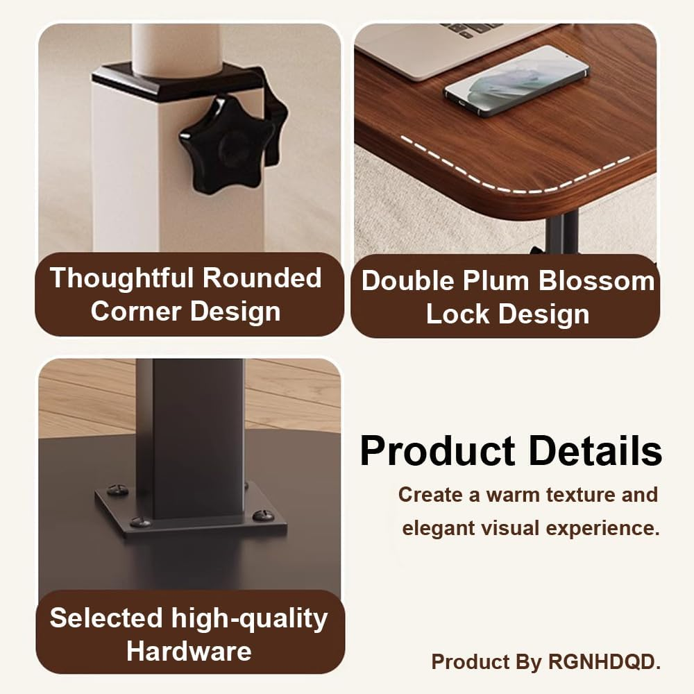 Home Side Tables for Small Spaces，Adjustable by Lifting and Flipping Sofa Side Table Small Coffee Table Anti-Rust Waterproof, End Tables for Living Room Bedroom Balcony Office (Black) image number 3