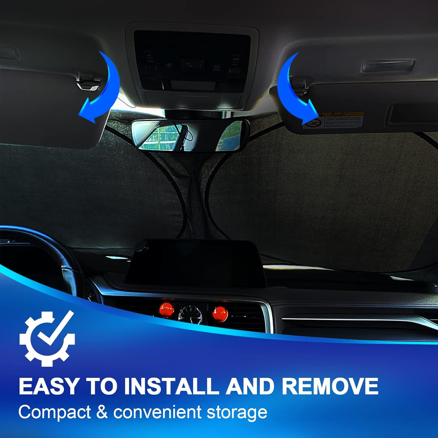 Car Windshield Sun Shade, Foldable Car Sun Shade Cover Front Windshield Sun Protector from UV Rays Sun Auto Interior Protection for Cars, Suvs, Truck image number 6