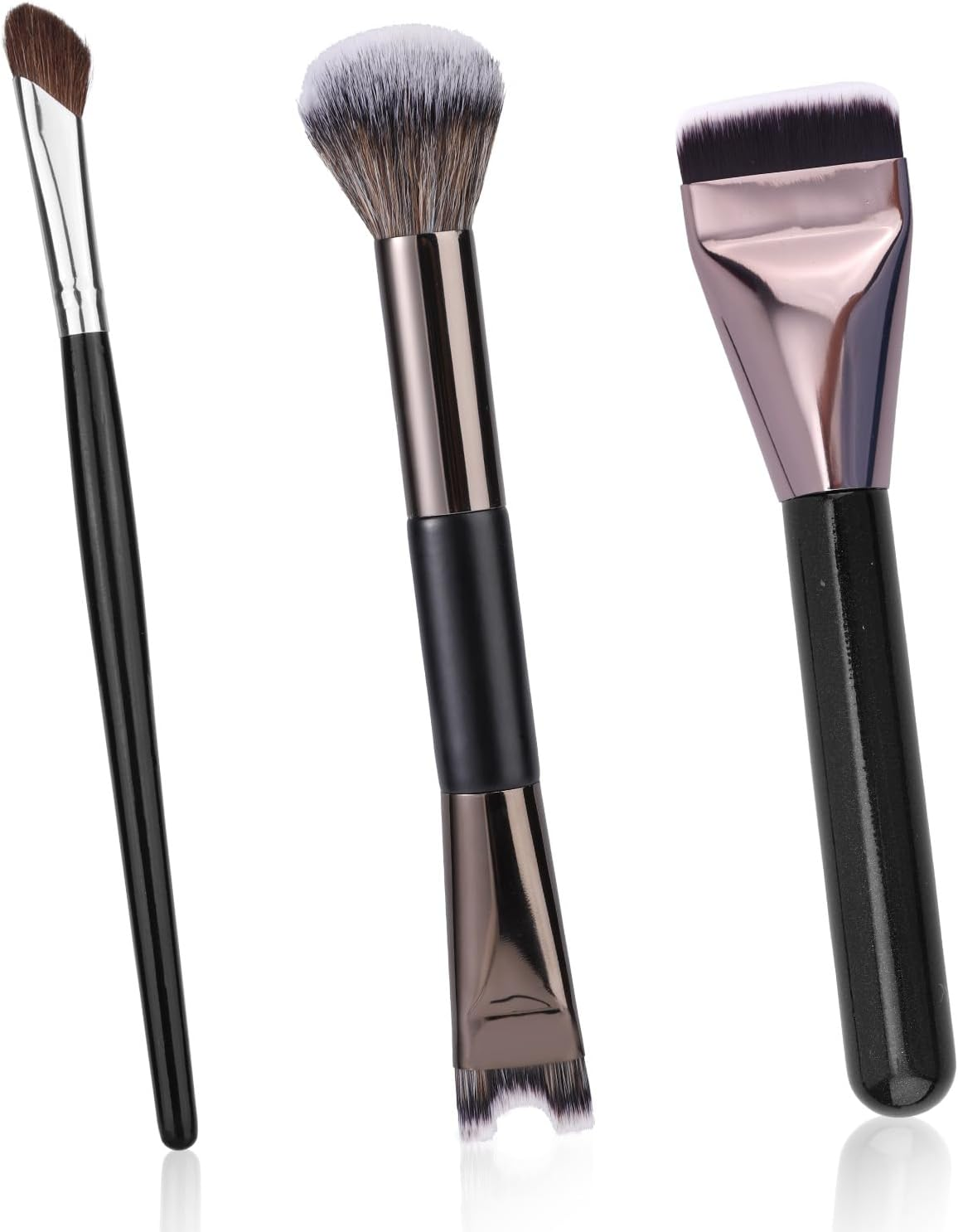 BOXOB 3Pcs Nose Contour Brush Set, U-Shaped Fluffy & Angled Brush Flat Brushes Sculpting Dual-End Nose Brushes Makeup Tools for Sculpting and Defining Blending Buffing image number 3