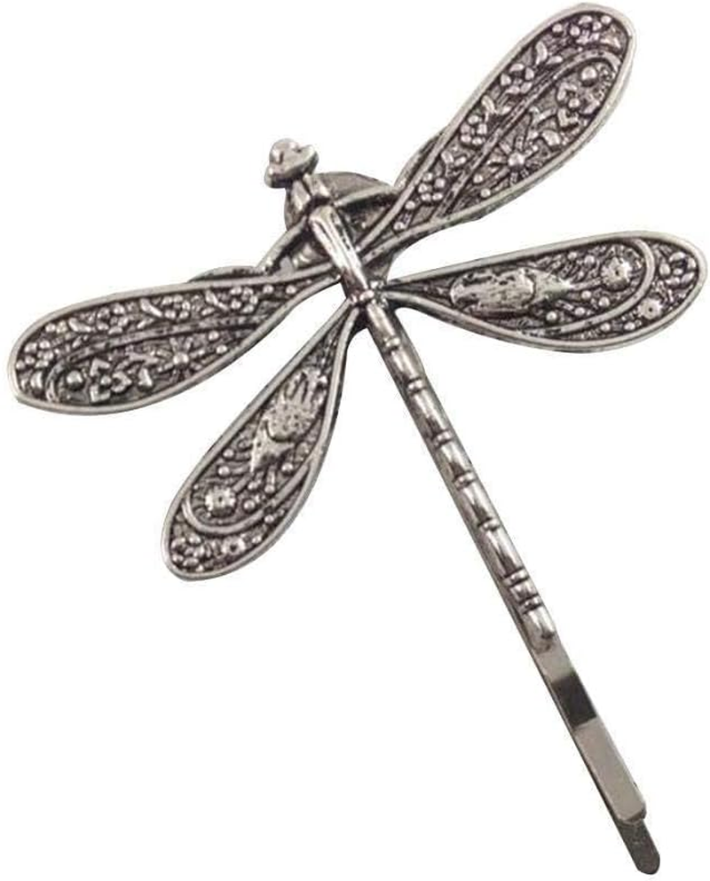 2 Pcs Silver Dragonfly Hair Clip, Pins Hairpins French Barrette Bridal Headdress Wedding Retro Antique Silver Hair Styling Pins,Hair Accessories image number 3