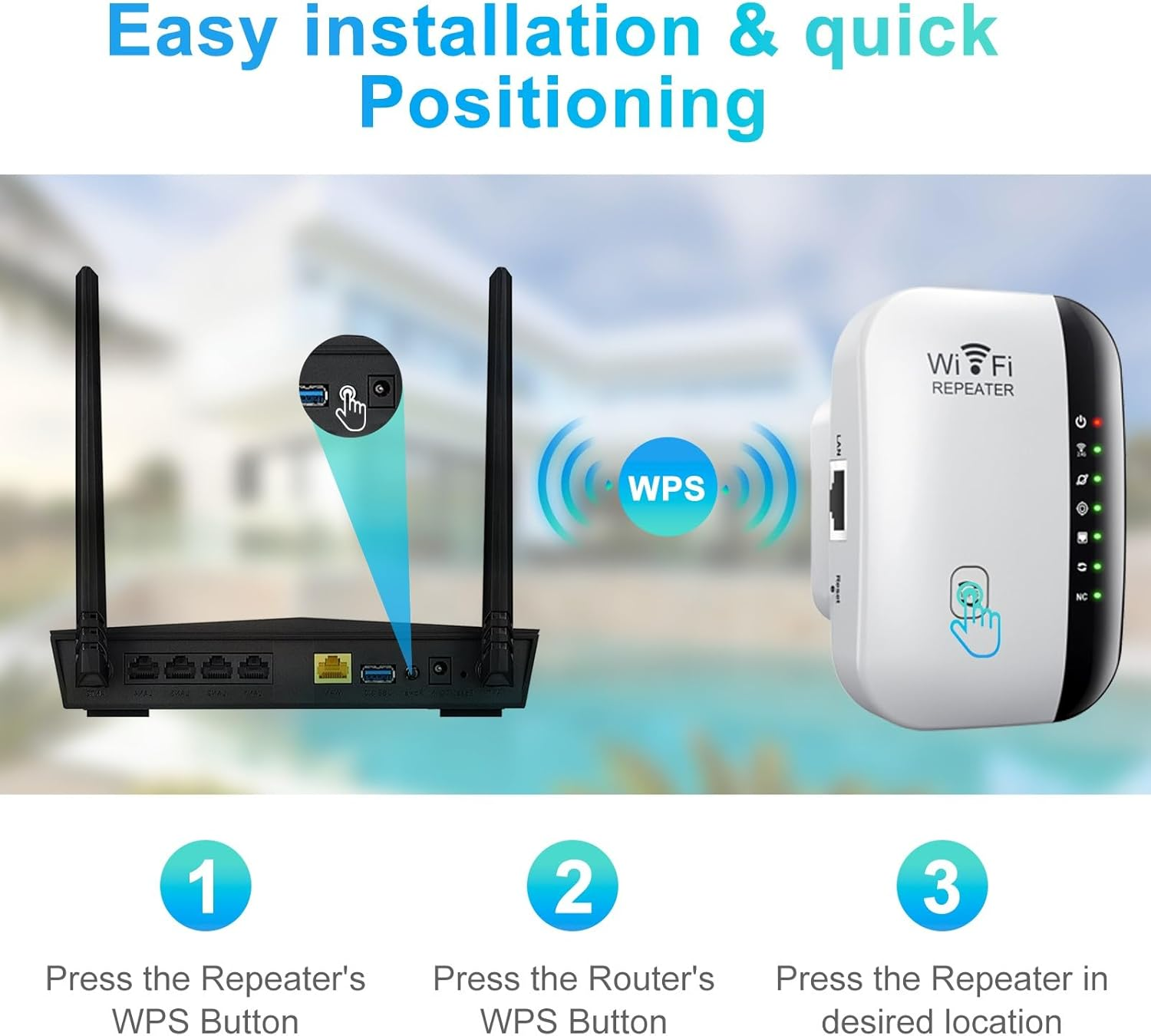 Newest Wifi Booster,Wifi Extender,Wifi Repeater Covers up to 3650Sq.Ft and 45 Devices,Wireless Internet Booster with Ethernet Port,Quick Setup,300Mbps Wifi Range Extender image number 3