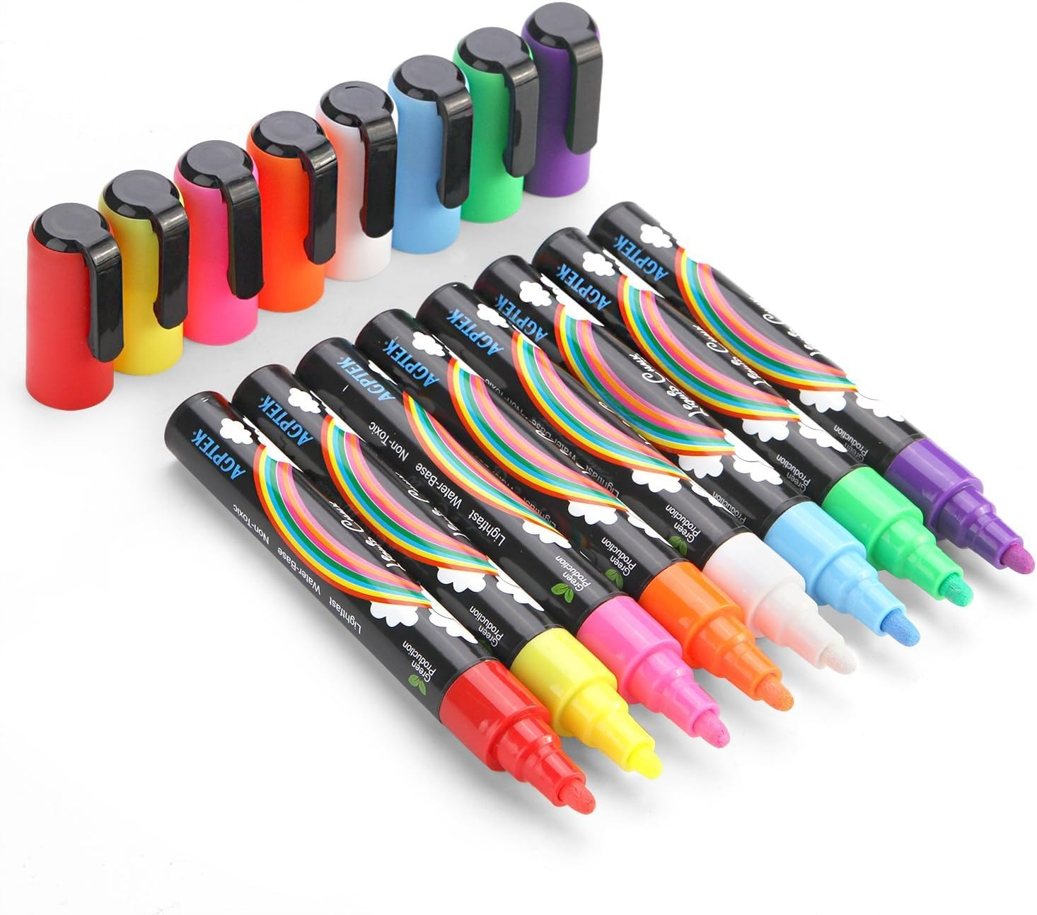 AGPTEK Fluorescent Marker Pen 8 Colors, Marker Pen Set for Writing Menu Board, Glass Bottle, Window image number 6