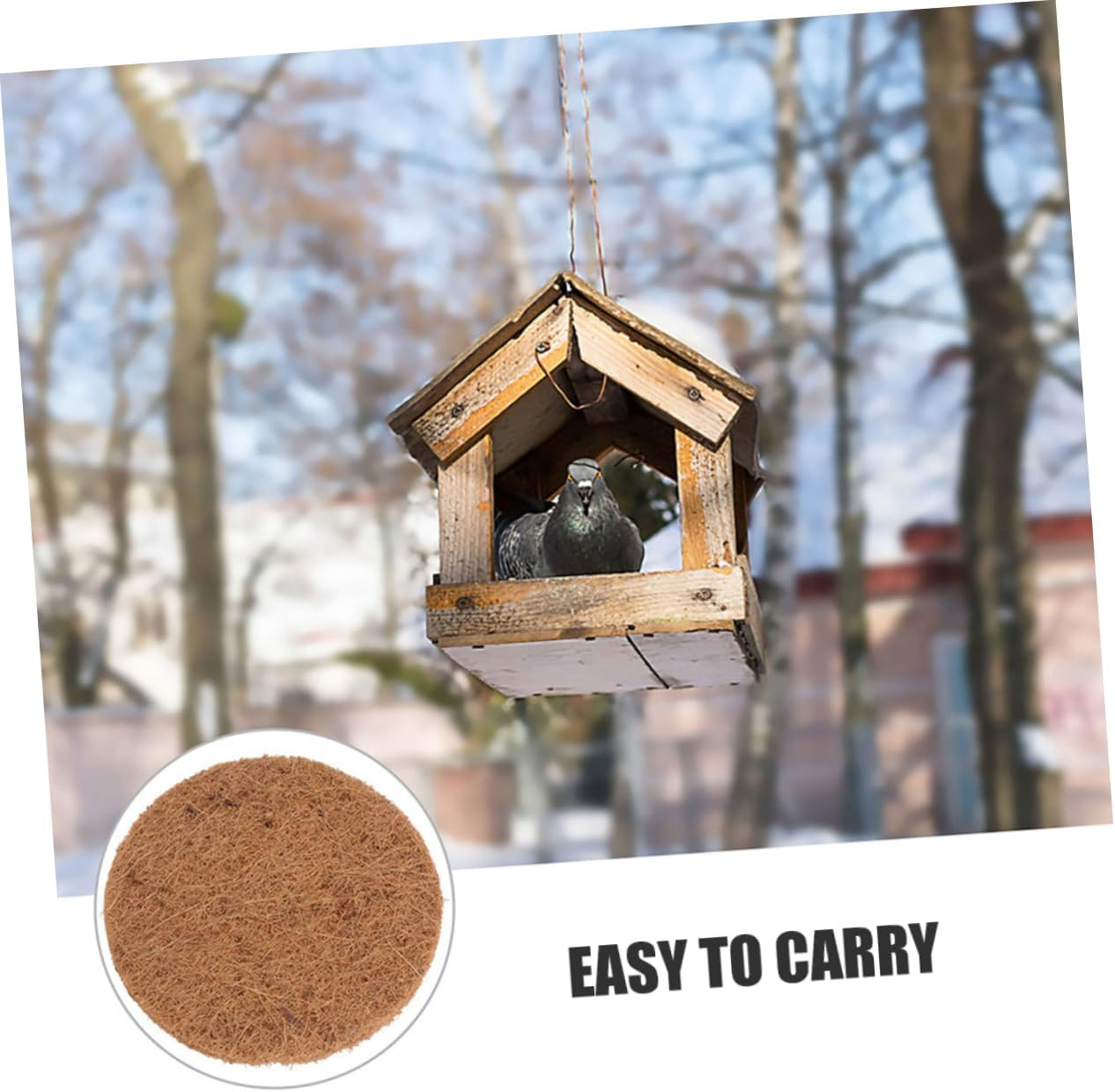 POPETPOP Pack of 12 Brown Silk Rug Nest Material Bird Mat Parrot Breeding Mat Nest Mats Palm Silk Light Brown image number 3