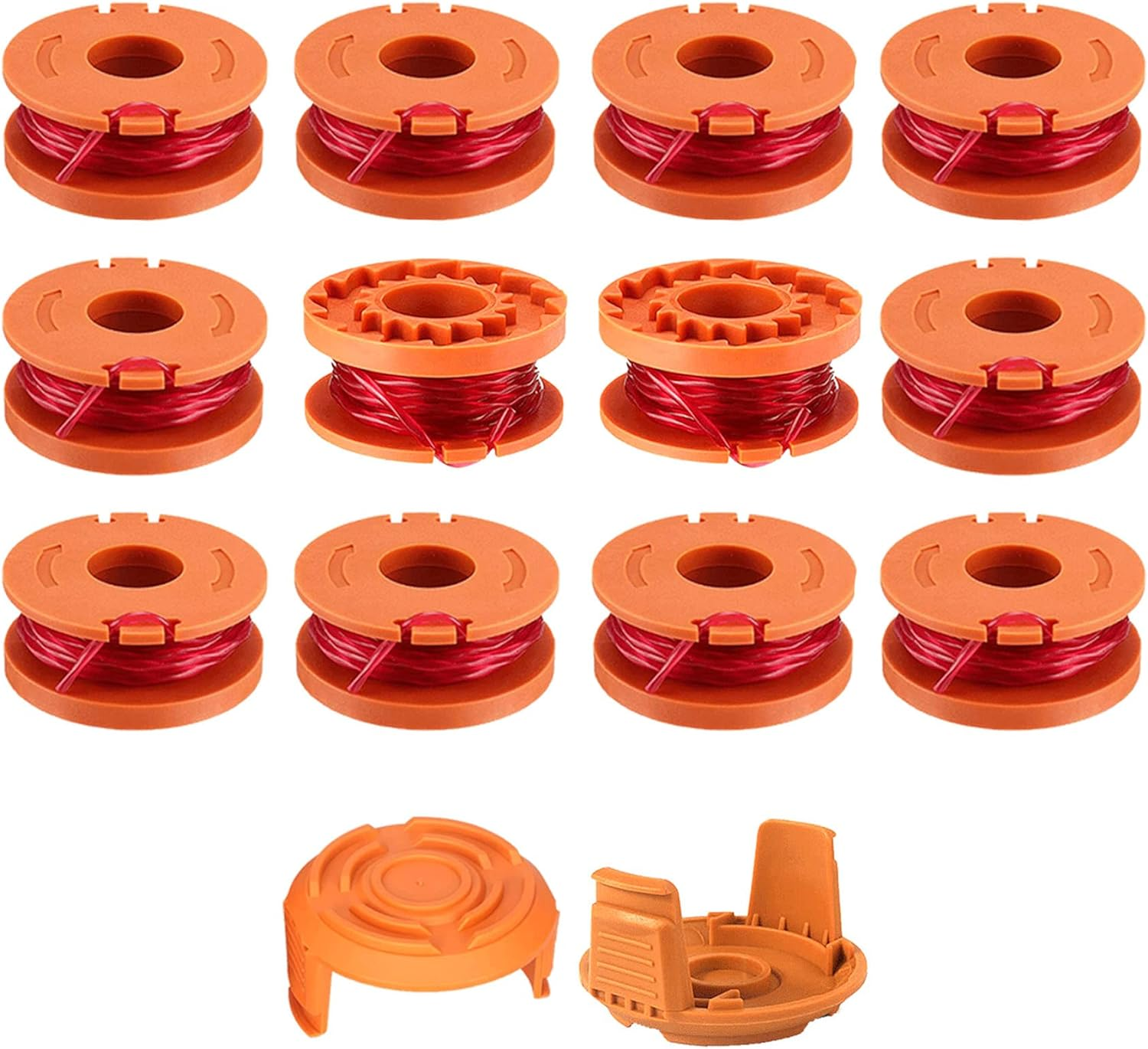 WA0004/WA0010 Worx Replacement Trimmer Spools, 0.065" Weed Eater Lines Caps for Worx String Trimmer Weed Eater WG154 WG163 WG160 WG180 WG175 WG155 WG151 (12 Spools + 2 Caps) image number 4