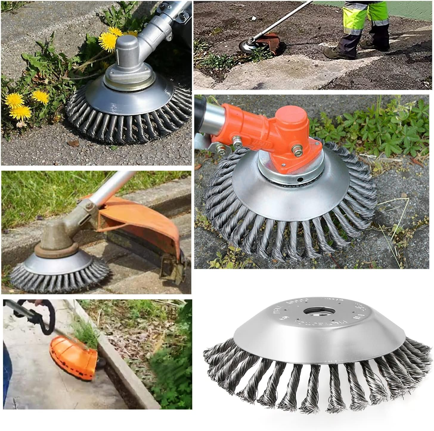 MDEOOSKY 8Inch Steel Wire Rotary Brush, 8'' Cutter Trimmer Head Universal Adapter Kit, Replacement for Stihl Replacement for Husqvarna image number 2
