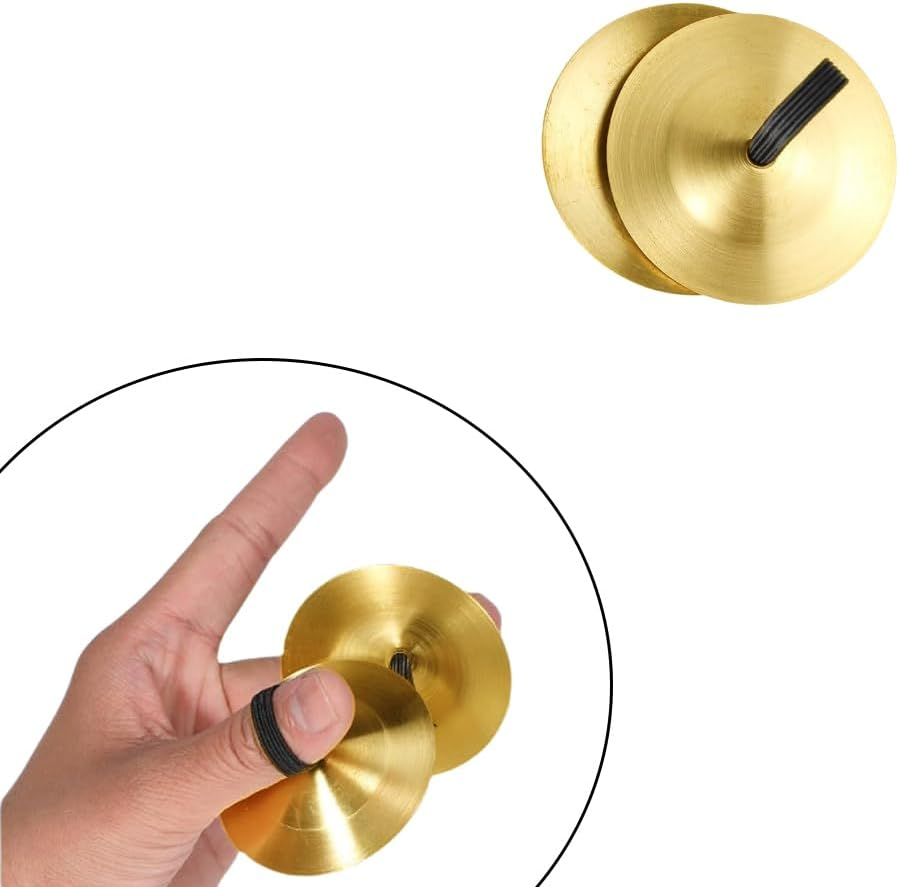 6 Pcs Finger Cymbals, Brass Musical Instrument, Percussion Zills Instruments, Finger Cymbals Brass Finger Dancing Zills Musical Instrument Dancing Belly Dancer Finger Dance Accessories image number 1