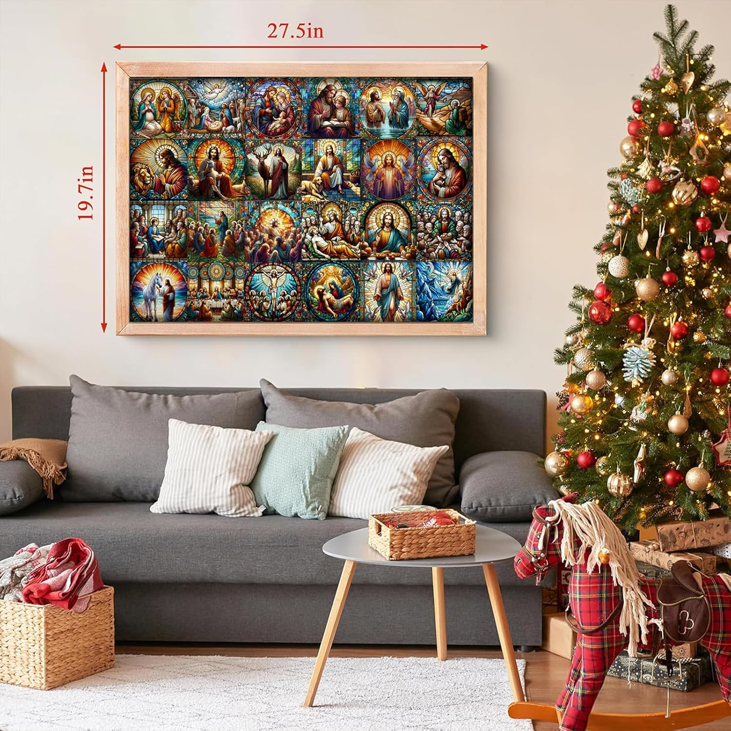 2025 Christmas Puzzle Advent Calendar for Kids Adults 1008 Pieces, Christmas Stained Glass Life of Jesus Jigsaw Puzzles, 24 Days Christmas Countdown Calendar Puzzle as Christmas Decoration image number 3
