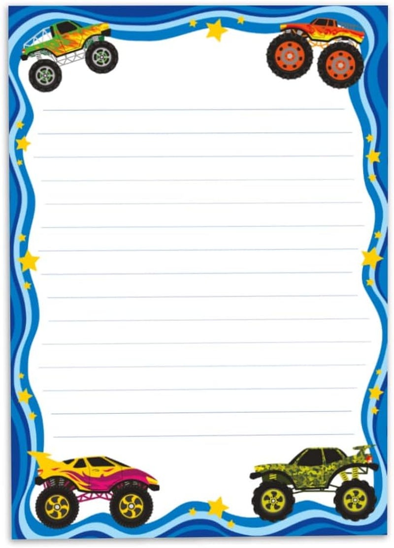 Letter Paper Set Letter Pad with Envelope for Kids Monster Truck Car for Boys (Pad A5 with 25 Sheets + 15 Envelopes) image number 1