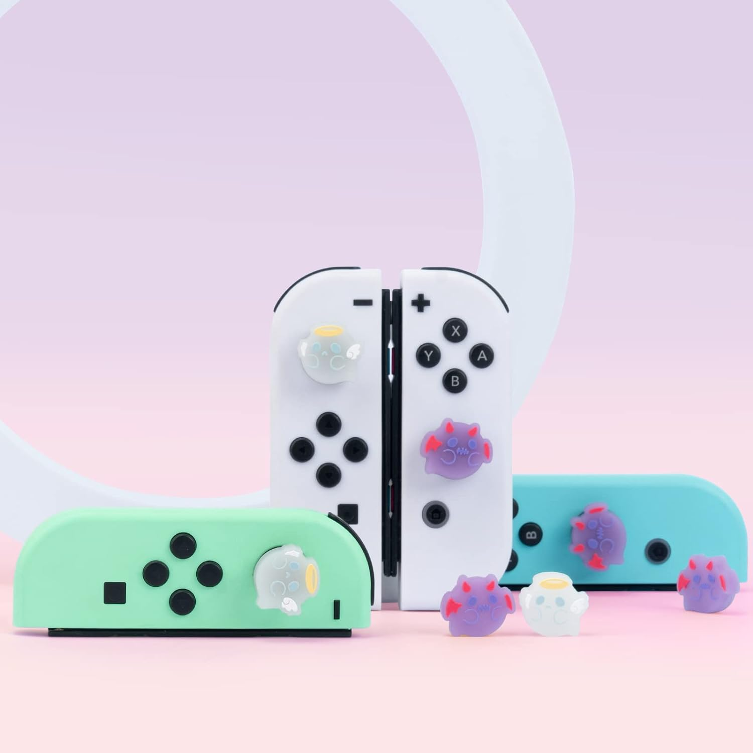 Geekshare Luminous Ghost Thumb Grip Caps, Soft Silicone Joystick Cover Compatible with Switch/Oled/Switch Lite,4Pcs