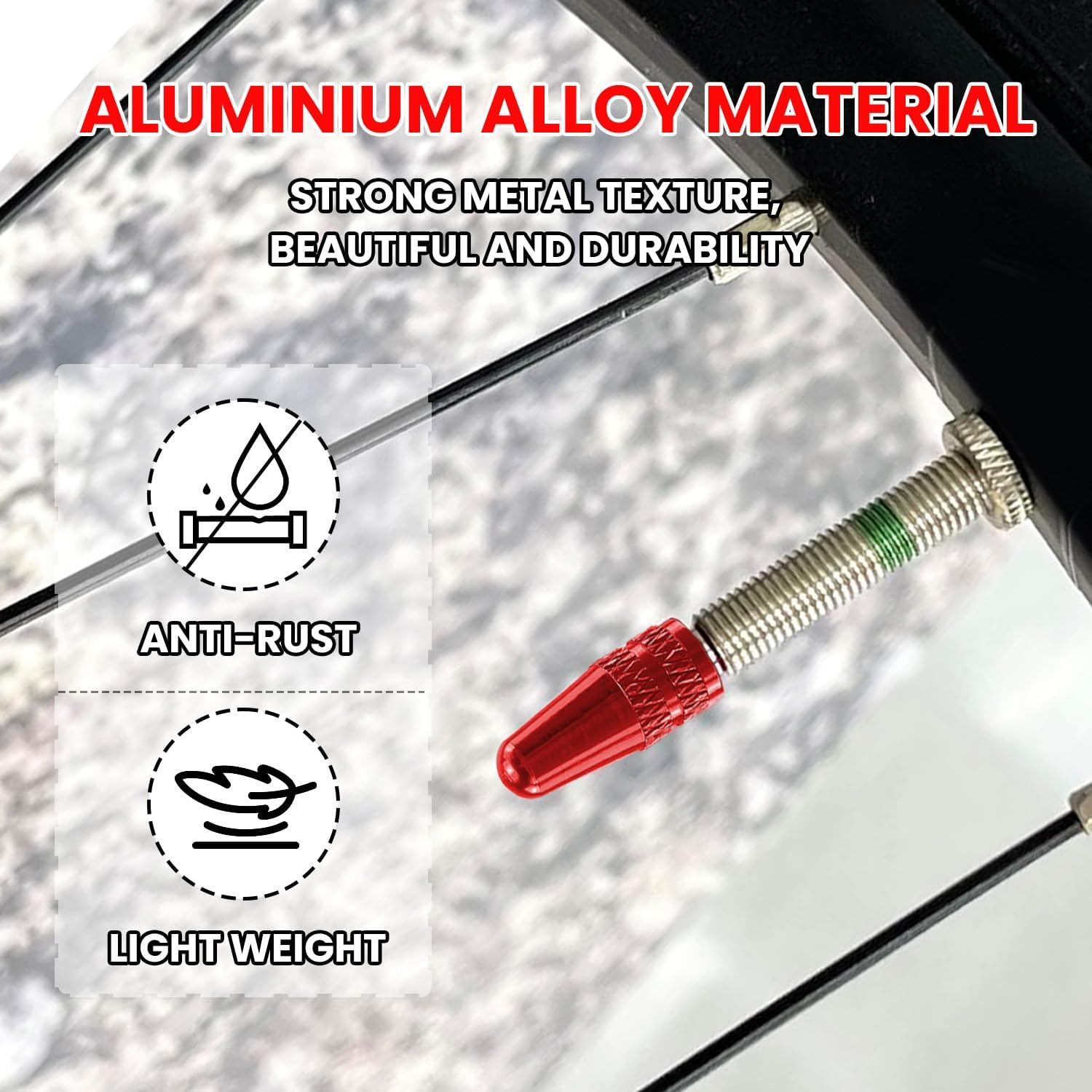 WALWAL Presta French Valve Caps, Anodized Aluminum - Compatible for Mountain Bike, Road Bike, Bicycle(Red,4Pcs) image number 1