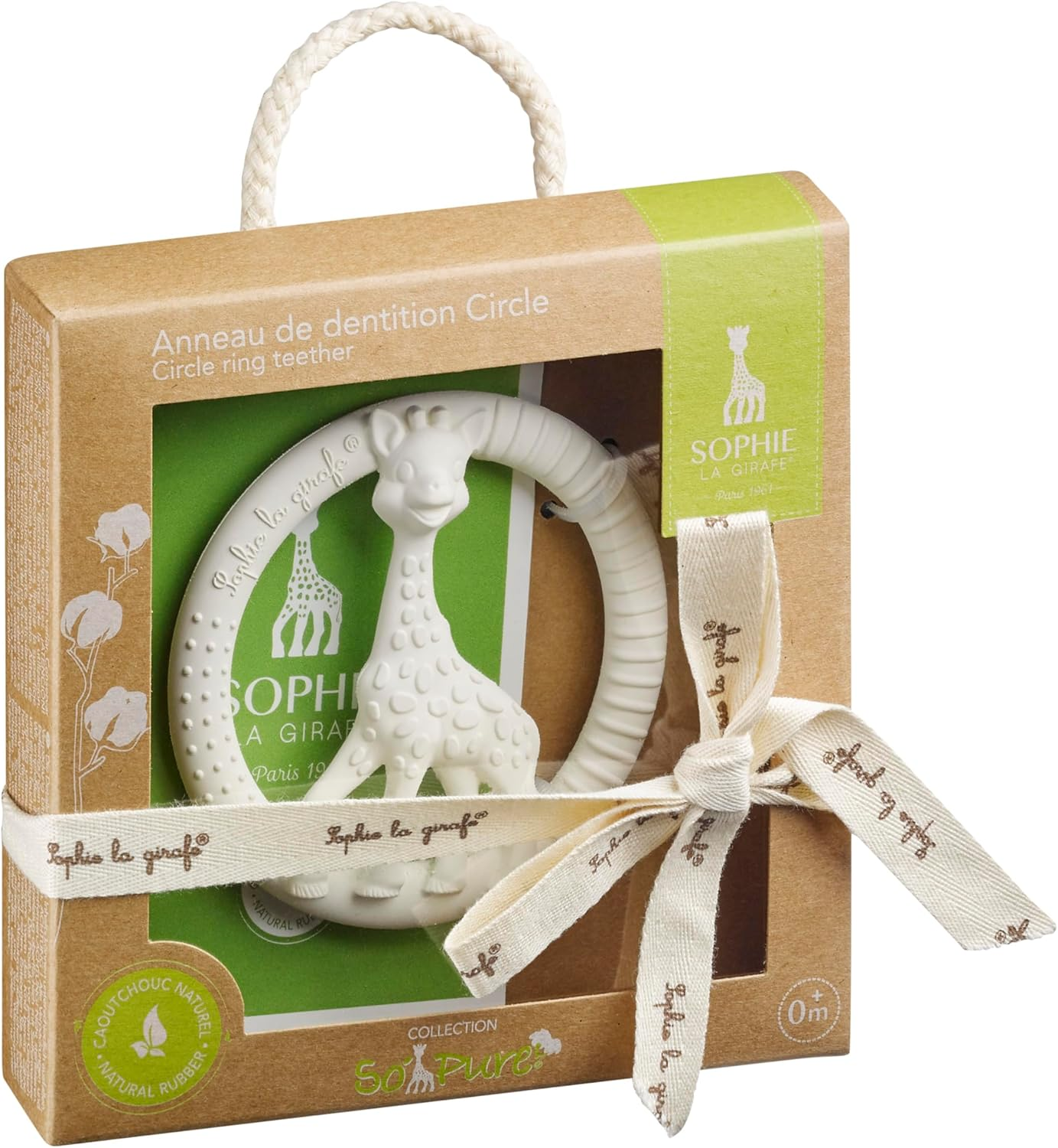 Sophie La Girafe - So'Pure Teething Rings Circle - 100% Natural Rubber - Rounded Pimples & Ridges - Pain Relief - Lightweight & Ergonomic - Age: 3 M + image number 2