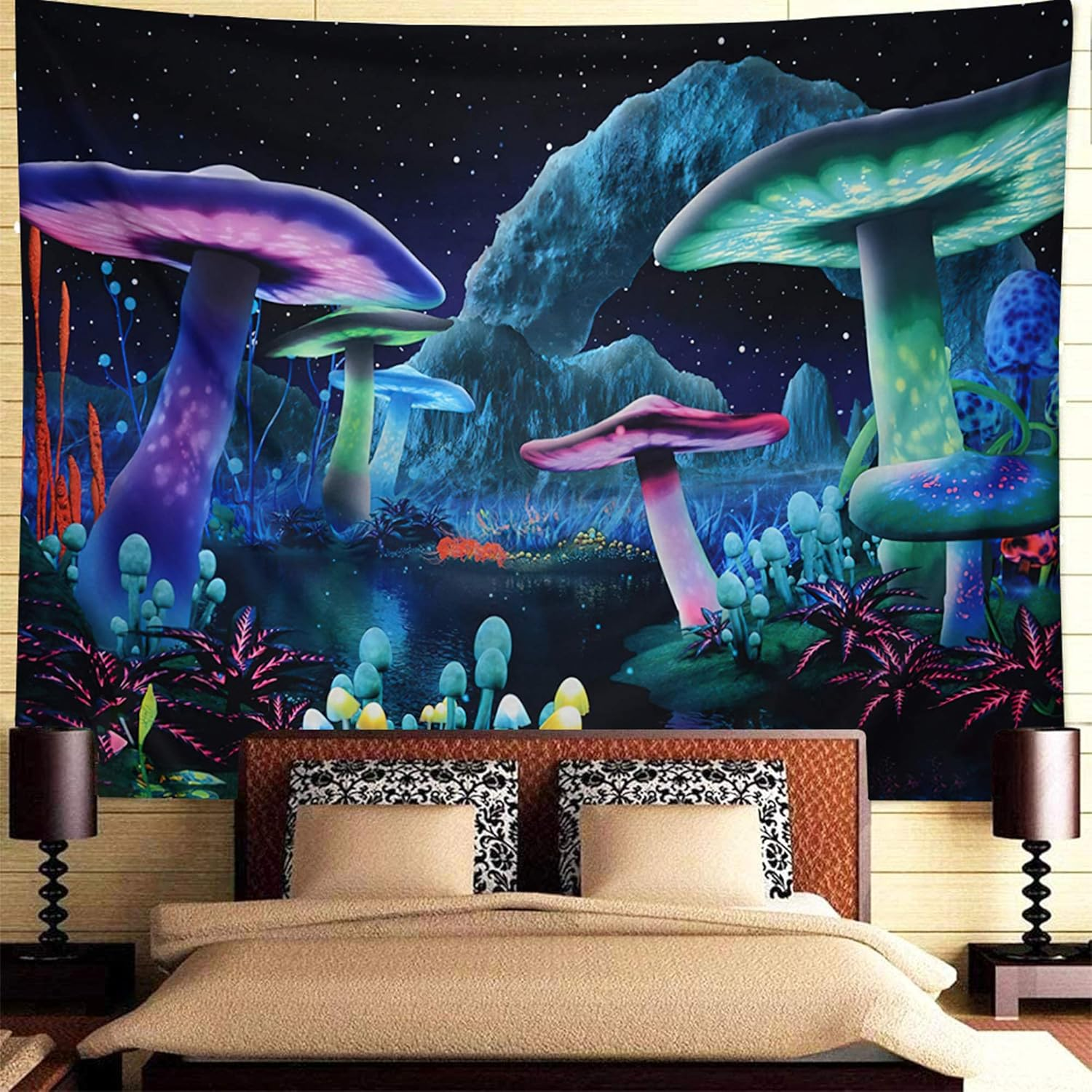 Meagtlva Jellyfish Tapestry,Trippytapestry,Weed Tapestry for Bedroom Aesthetic Hanging Tapestry Backdrop Wall Blanket Living Room Dorm (150X130Cm, Jellyfish Mushroom)