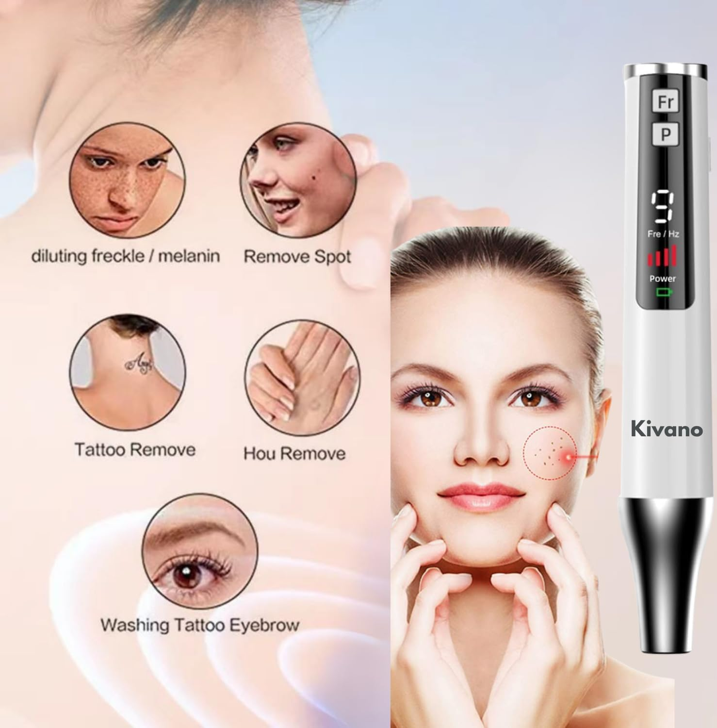 Skin Tag Remover and Wart Remover with Red Light &ndash; Skin Tag Removal Device for Face and Body, 9 Adjustable Strength Levels, Rechargeable Professional Beauty Tool for Safe & Effective Home Use image number 5