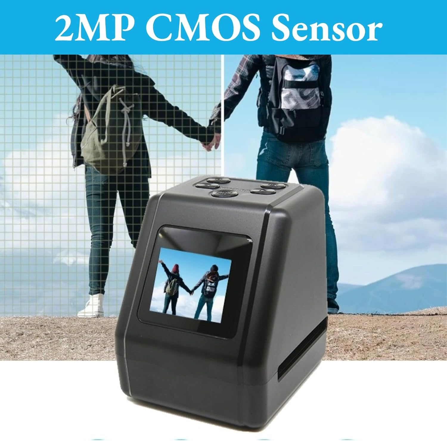 Digital Film & Slide Scanner, 2 Inch Screen LED Backlight Film Negative Scanner with 2MP CMOS Sensor, Compatible with 135, 126KPK, 110, 8Mm Film into 12MP JPG image number 5