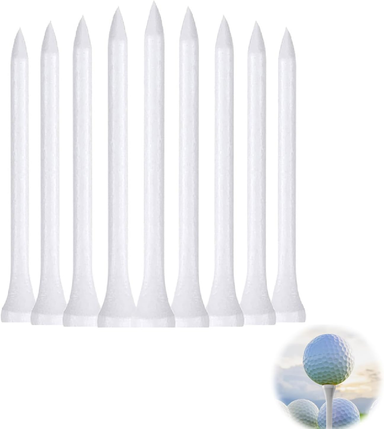 Wzenclave 100Pcs Wooden Golf Tees White Bulk Wooden Golf Table Durable Professional Natural Golf Accessories Suitable Reduces Friction and Provides More Stable Side Rotation for Men and Woman image number 4