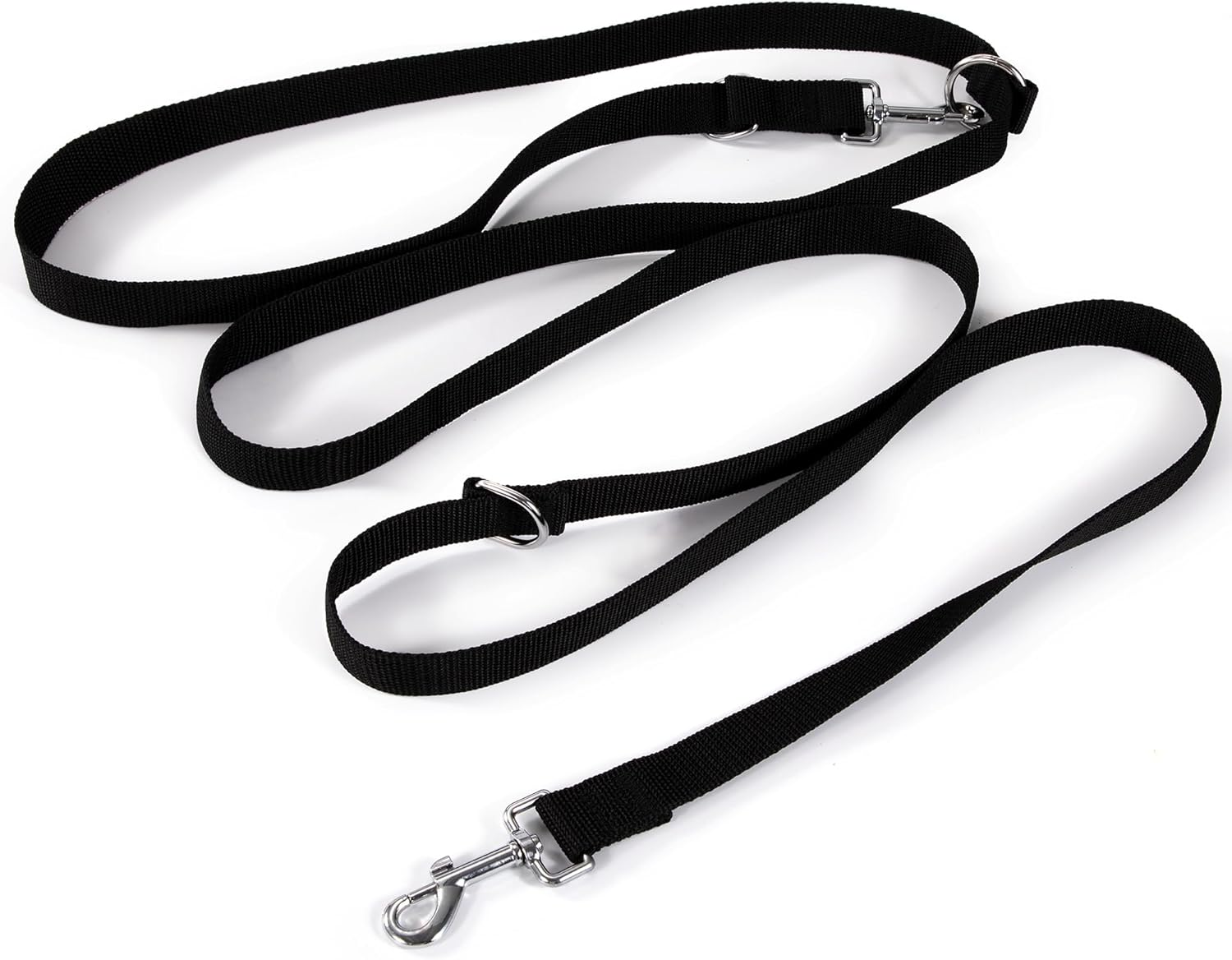 Dog Lead 3 Metres Adjustable with 2 Carabiners - Nylon Double Exercise Lead for Large, Medium, and Small Dogs - Black image number 1