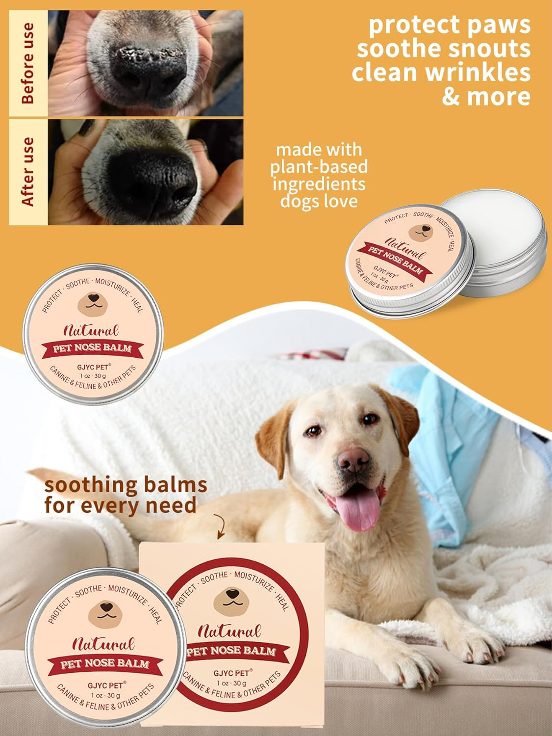 Pet Nasal Balm, 30 G, Gentle, Non-Irritating Moisturizer with Grapeseed and Coconut Oils for Dogs and Cats image number 4