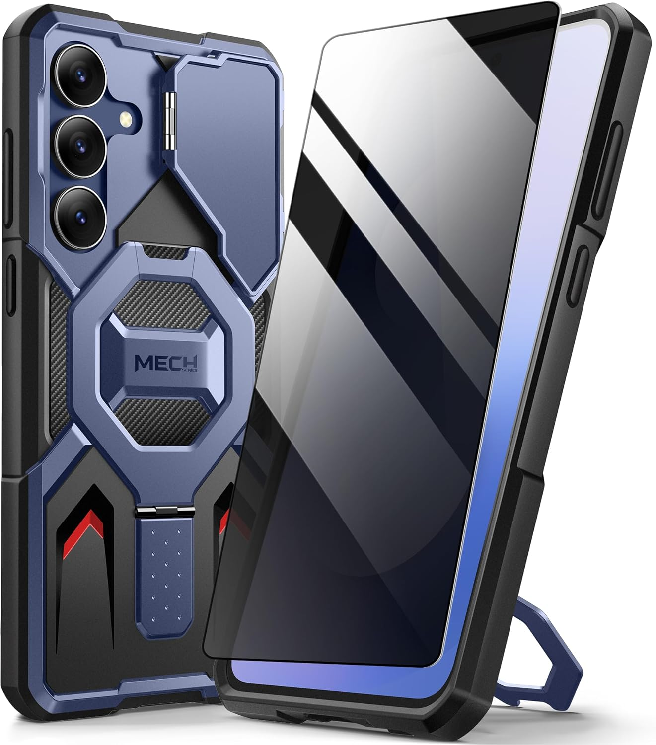 TONGATE Magnetic for Samsung Galaxy S25 FE Case with Privacy Screen Protector, [Compatible with Magsafe][Camera Protective Cover][Military-Grade Protection] Ring Stand Phone Case S25 FE 6.7", Black