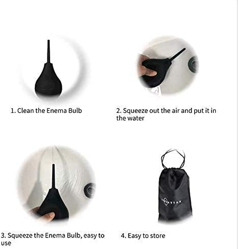 Enema Bulb Kit ， Douche for Men Women Beginners， with 19.7In Hose+4 Nozzles (Black) image number 3