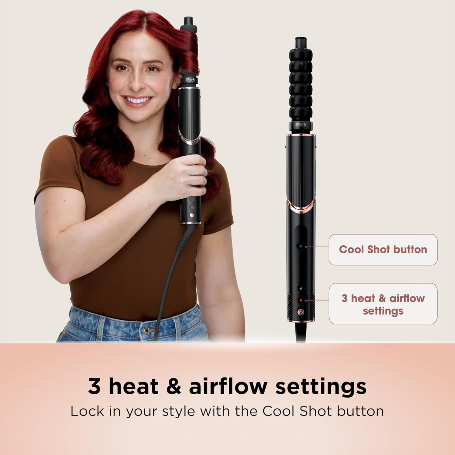 Shark Flexstyle 2-In-1 Professional Hair Dryer & Styling System, 4 Attachments, 4 Heat and 3 Airflow Settings, Heat Damage Protection, Lightweight 700G, HD421ANZ, Black image number 4