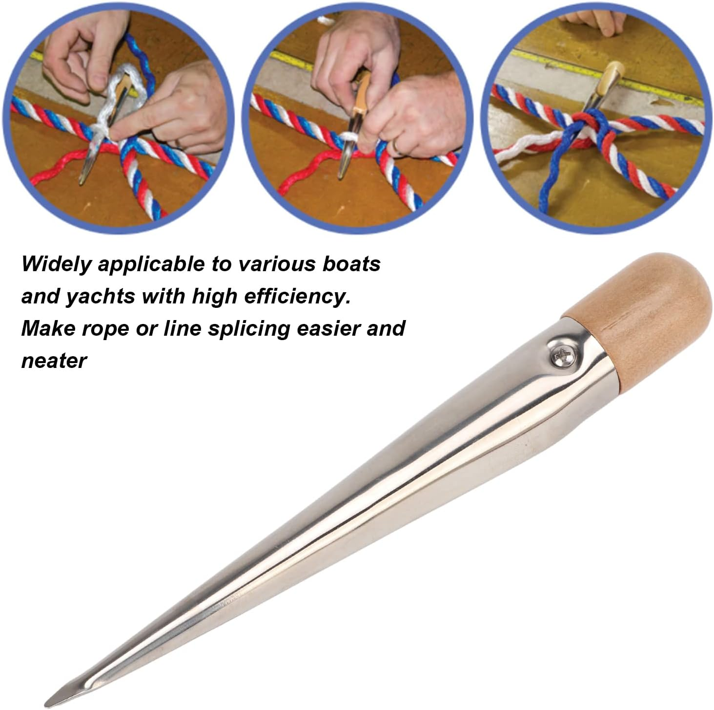 Marine Splicing Spike 304 Stainless Steel Pom Plastic Handle Maintenance Tool for Boats Yachts Rope Splicing FID Boating & Water Sports (Small 2932S) image number 3