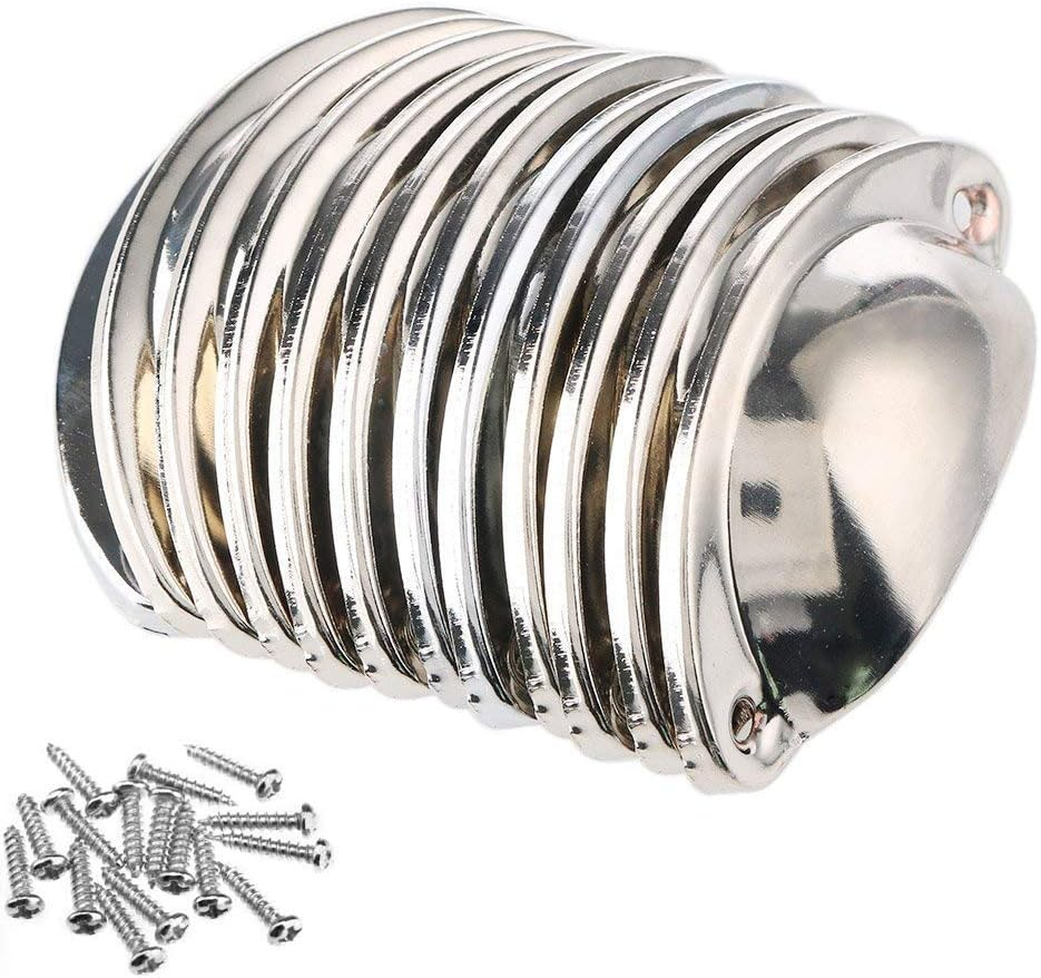 12Pcs Shell Cup Handles Chrome Iron Half Moon Vintage Cupboard Door Drawer Cabinet Cupped Handles Pull Knobs 8.1Cmx3.2Cm with Screws (Silver) image number 1