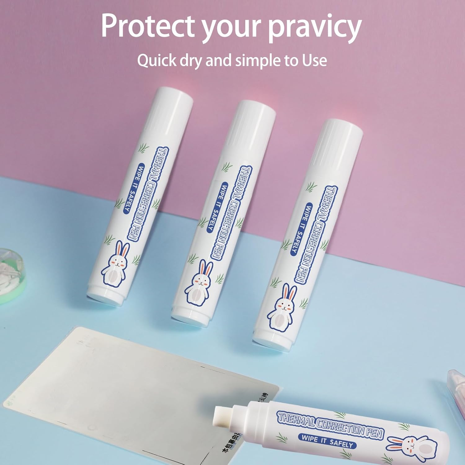 FUNFANG Thermal Paper Correction White Out Liquid Pen Parcel Express Tool for Thermal Label Shopping Bill Data Information Eraser Privacy Protection Pen-1Pc image number 6