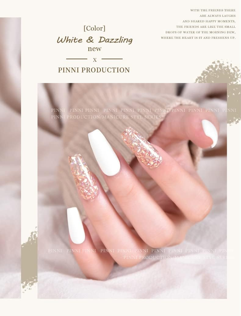 PINNI Pink Fairy Opal Glitter Gel Nail Polish Glitter Nail Polish UV Gel Polish Shimming White Nail Gel Polish Glimmer Shiny Nail Gel Nail Semi-Permanent Varnish image number 4