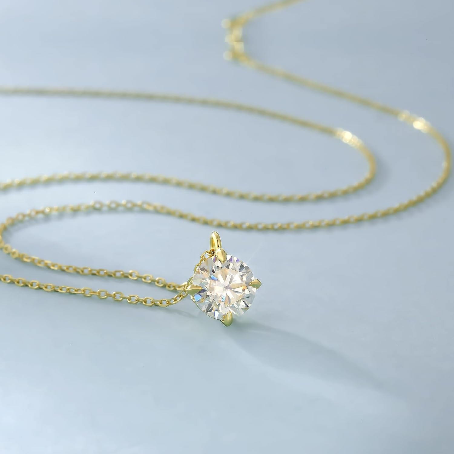 KRKCLIFE Diamond Pendant Necklace for Women, 0.5CT-4.0CT Moissanite Solitaire Necklace 14K Gold, Round-Cut Lab Grown Diamond, S925 D Color VVS1 Adjustable 18+2 Inches, for Mom Girls Wife image number 1