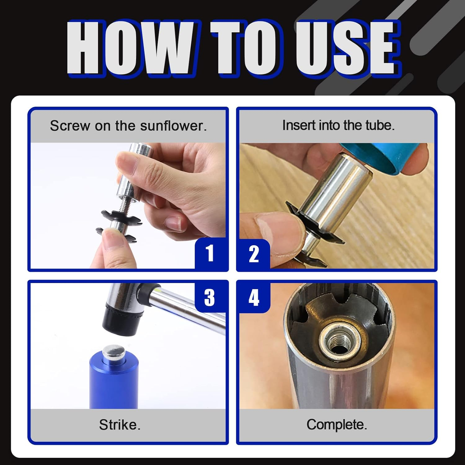 Glarks 15Pcs Bike Fork Star Nut Headset Spacer Installation Tool Kit, Bike Fork Installer Setting Tool and Rubber Hammers with Star Nuts and 3/5/10/15/20Mm Bicycle Carbon Fiber Headset Spacer Kit image number 4