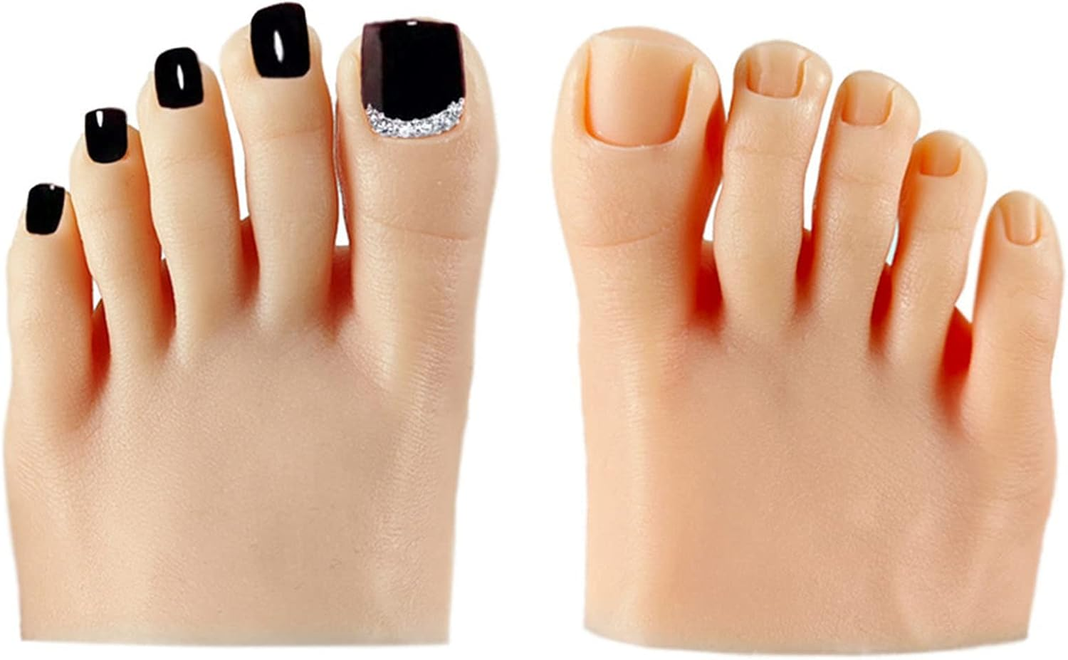 Practice Fake Foot Model, Nail Practice Training Foot Half Foot Model with Toes, 1 Pair Flexible Soft Silicone Prosthetic Manicure Tool for Acrylic Nails Tips Art Training Display (Medium Skin Color) image number 2