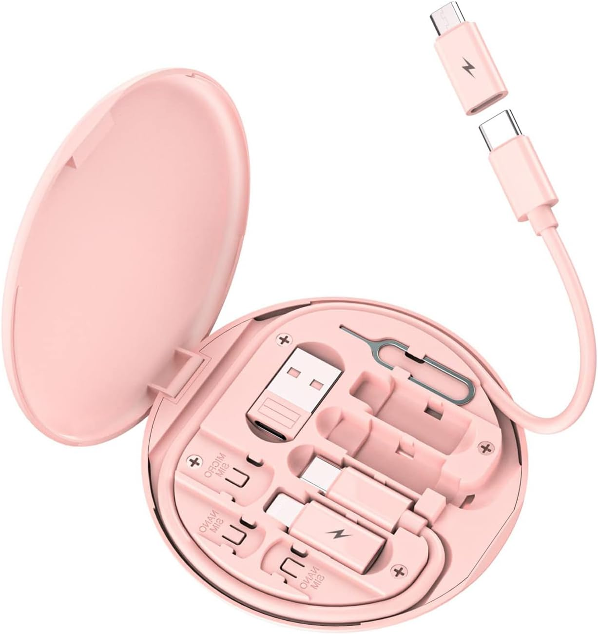 USB Adapter Multi-Type Charging Cable Kit, Cable Gadgets Box, USB a & Type C to Male Micro/Ios Device, Storage, Tray Eject Pin, Phone Holder, Data Transfer image number 5