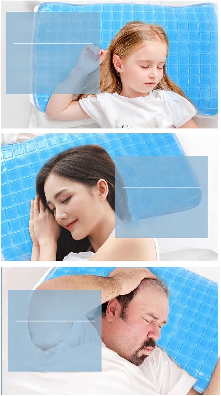 Gel Pillow Mat, 58 X 40Cm Cooling Chill Pillow Pad Breathable Ergonomic Cooling Pillow Cushion, Soft Flexible Foldable Recycling Washable Reusable Pillow Mat image number 6