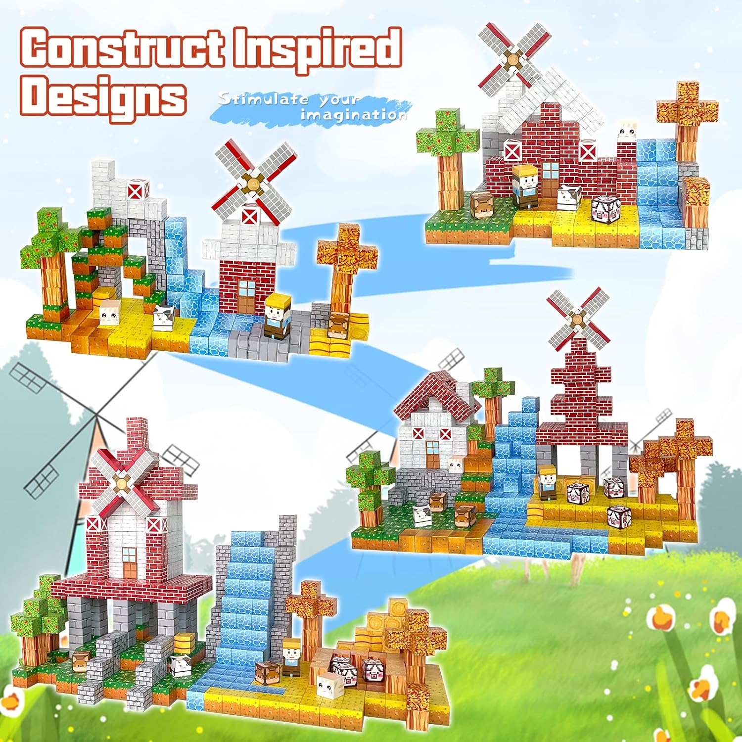 TMA 200PCS 2.3CM Magnetic Blocks, Magnetic Building Blocks, Toddler Building Magnet Toys STEM Montessori Sensory Toys for Boys & Girls Age 3+ Years Old image number 5