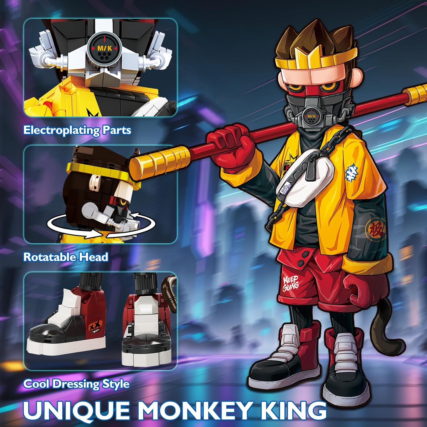 Jmbricklayer Monkey Mech Toy Building Set for Adults 70139, Cool Monkey King Warrior Mecha Model Kit, MOC Classic Collectible Art Mythical Figure Toy Model, Ideal Gifts for Adults and Kids Age 14+ image number 2